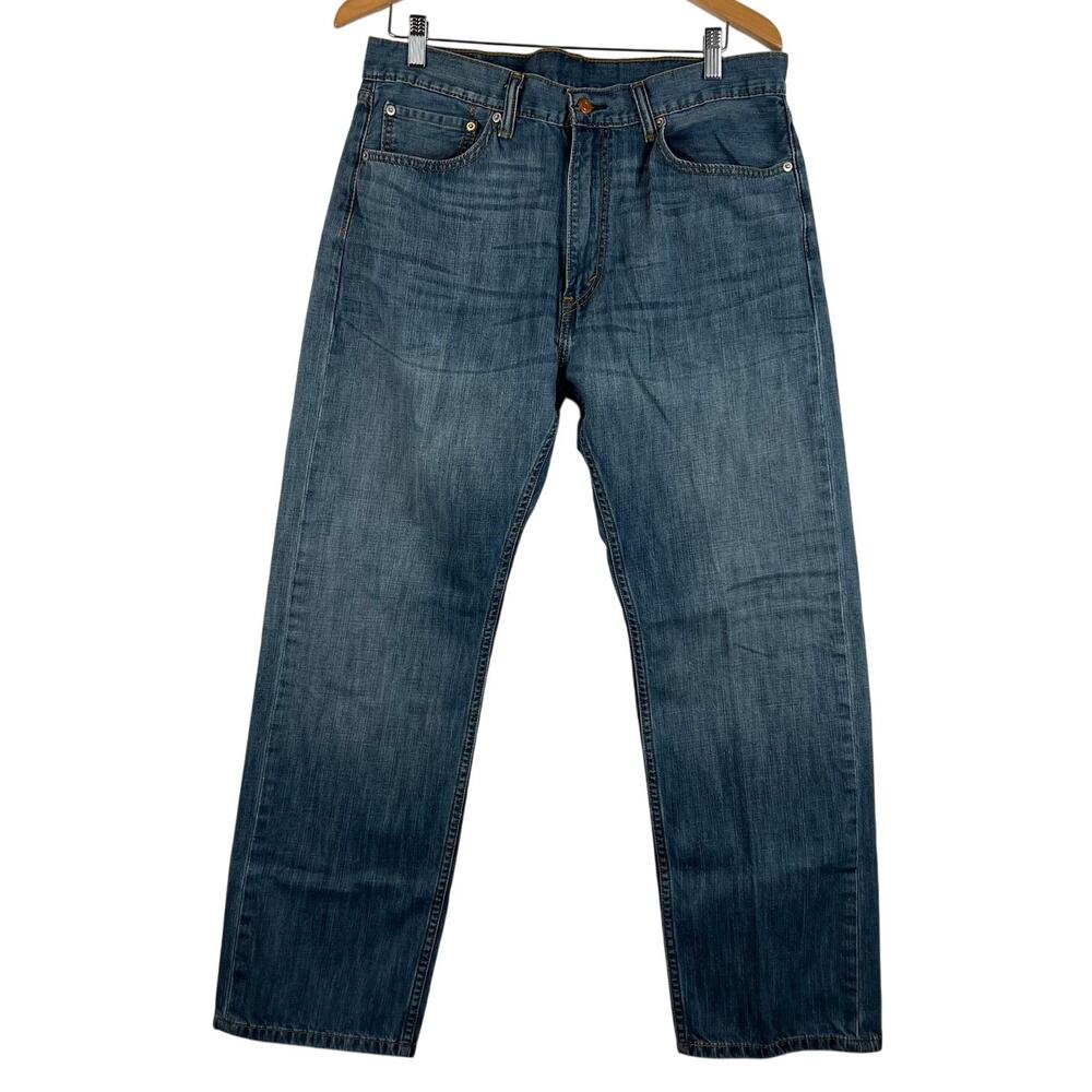 Levis 505 Jeans Mens 36x30 Blue Regular‎ Straight Mid Rise Medium Wash Denim